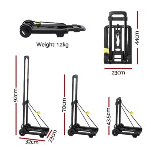 Giantz Folding Trolley Portable Hand Truck Lightweight Travel Luggage Black Product Image