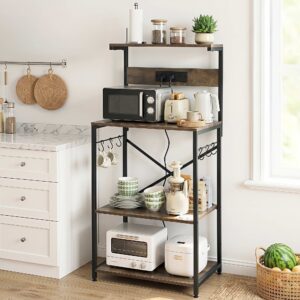 Artiss 4-Tier Kitchen Rack with 2 Power Outlets 6 Hooks Microwave Storage Shelf product image