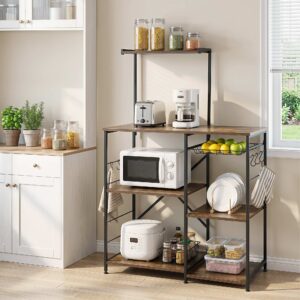 Artiss 4-Tier Kitchen Rack with Pull Out Basket 6 Hooks Microwave Storage Shelf product image