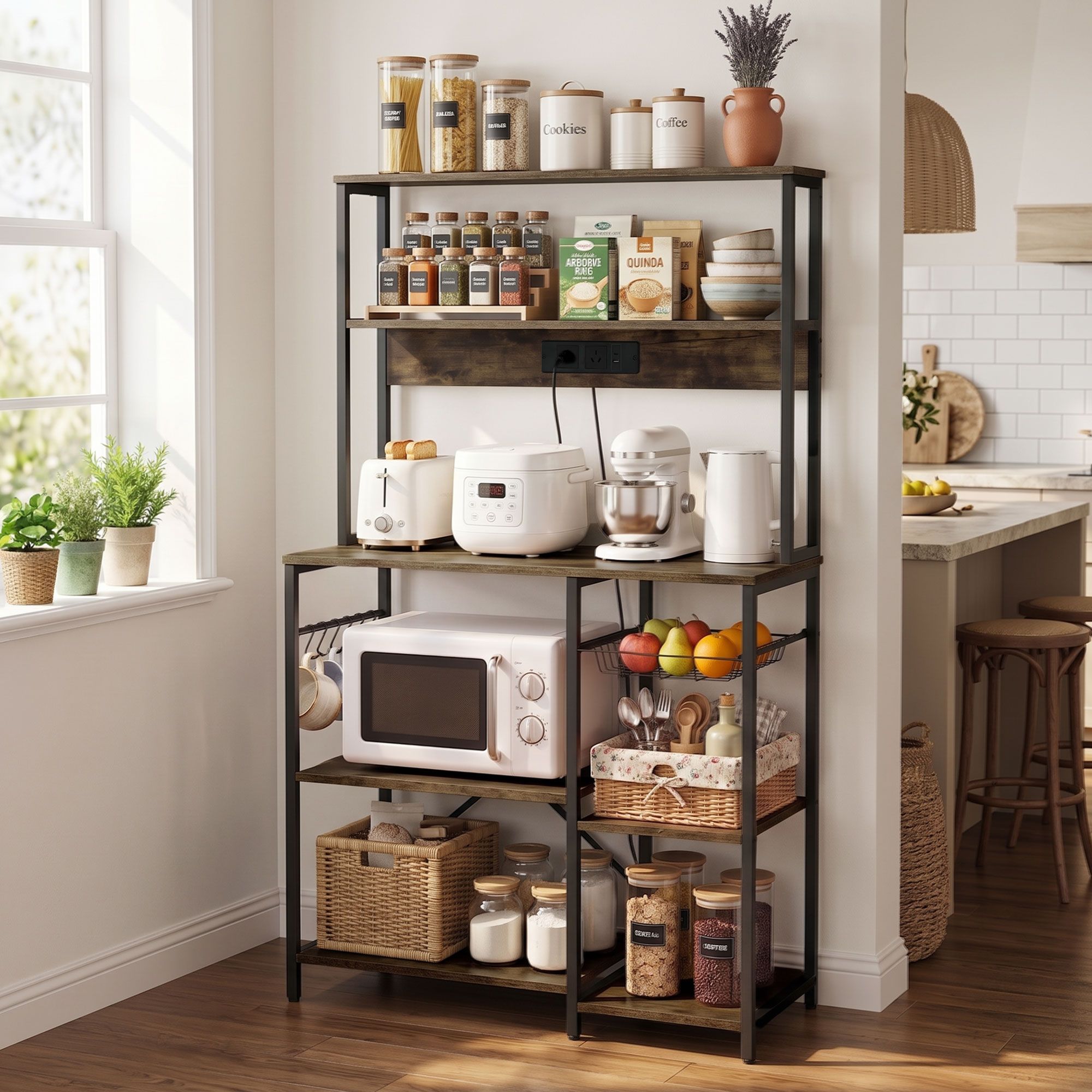 Artiss 5-Tier Kitchen Rack With Power Outlets – Sumo Deals Artiss 5-Tier Kitchen Rack With Power Outlets 90Cmx153Cm Microwave Storage Shelf Product Image
