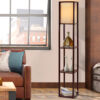 Artiss Floor Lamp 3 Tier Shelf Storage LED Light Stand Home Room Vintage Brown product image