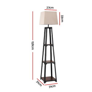 Artiss Floor Lamp 3 Tier Shelf Storage Led Light Stand Home Room Vintage White Product Image