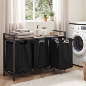 Artiss Laundry Basket with 3 Pull-out Bags Metal Frame Black product image