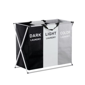 Artiss Laundry Basket Hamper Large Foldable Washing Clothes Storage 3 Sections product image