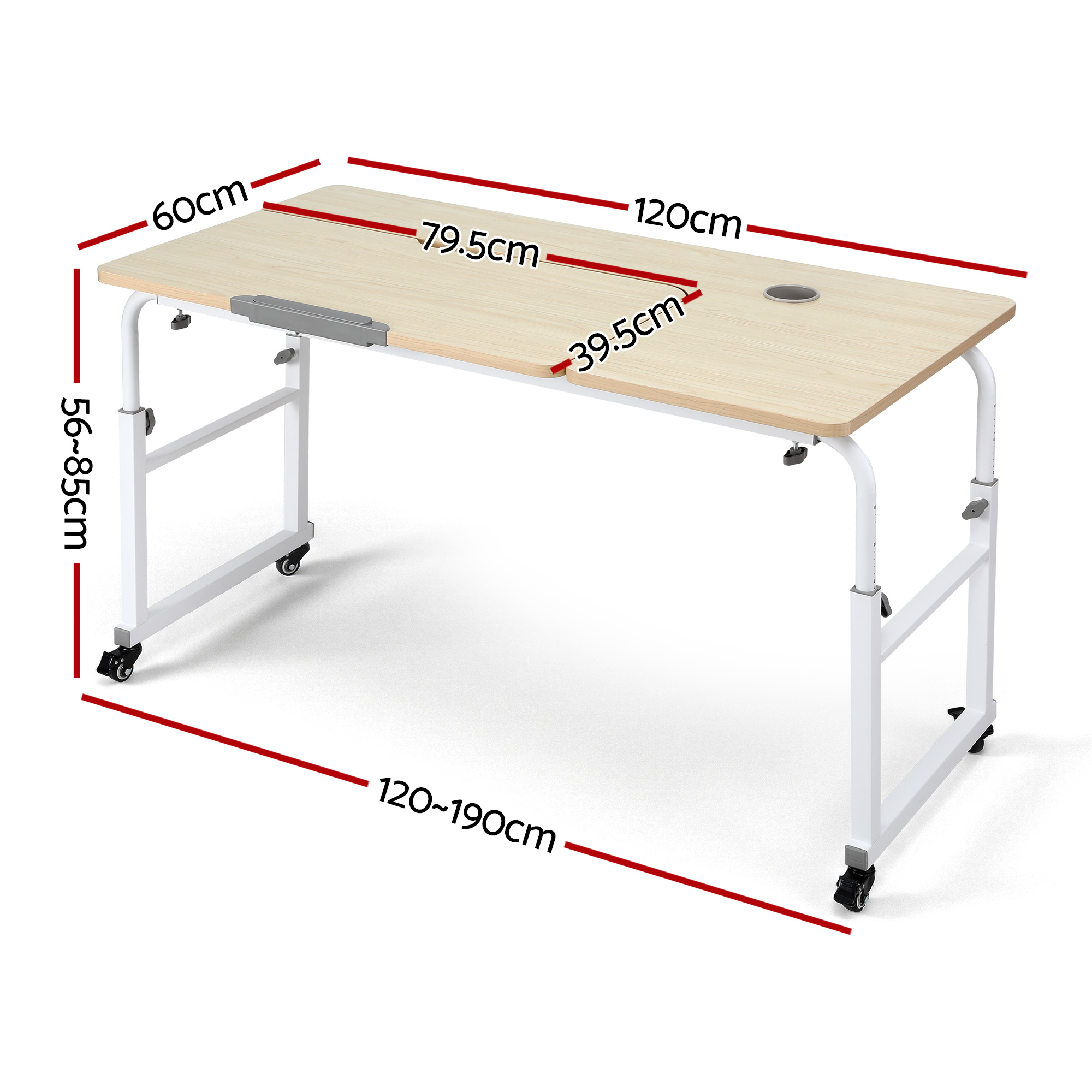 Artiss Mobile Laptop Desk | Adjustable Overbed Table – Sumo Deals Artiss Mobile Laptop Desk Overbed Table Adjustable Computer Stand Bedside Cart Product Image