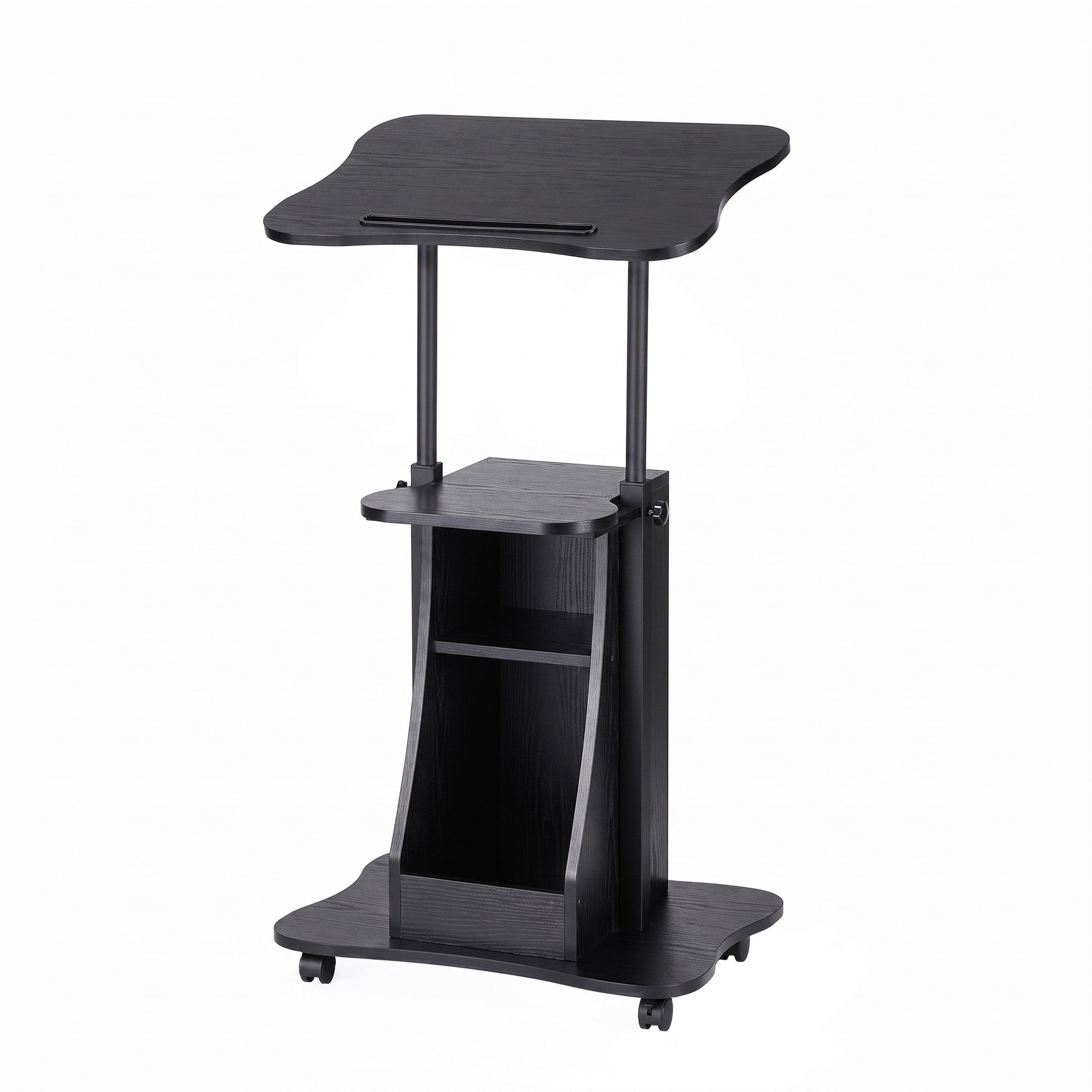 Artiss Mobile Podium Stand | Height Adjustable Black – Sumo Deals Artiss Mobile Podium Stand With Lockable Wheels Height Adjustable Laptop Desk Black Product Image