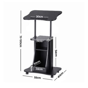 Artiss Mobile Podium Stand | Height Adjustable Black – Sumo Deals Artiss Mobile Podium Stand With Lockable Wheels Height Adjustable Laptop Desk Black Product Image