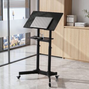 Artiss Mobile Lectern Stand, Adjustable Sit-to-Stand Presentation Podium w/ Wheels Black product image