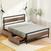 Artiss Bed Frame Queen Size Metal Frame with 2 Drawers DREW product image