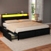 Artiss Metal Bed Frame King Size Storage Headboard Charge Station LED 4 Drawers product image