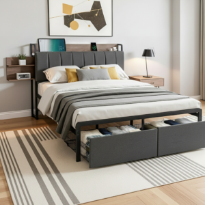 Artiss Metal Bed Frame Double Size with 2-Tier Hidden Storage with Charging Station product image