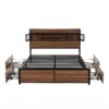 Artiss Double Bed Frame with Charging Station 4 Drawers Storage Oak product image