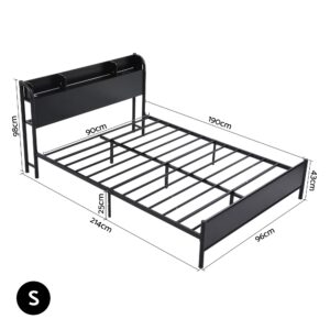 Artiss Bed Frame Single Size With Storage Shelf Headboard Charging Station Grid Product Image