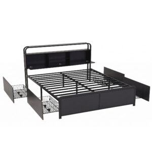 Artiss King Metal Bed Frame 4 Drawers Hidden Storage Headboard Hedy Product Image
