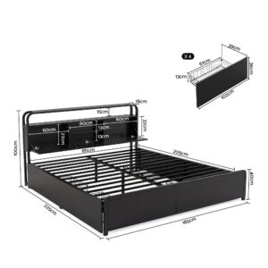 Artiss King Metal Bed Frame 4 Drawers Hidden Storage Headboard Hedy Product Image