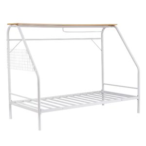 Artiss Single House Bed Frame Metal Canopy Bed Storage Shelf for Kids White product image
