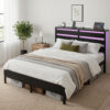 Artiss Bed Frame Double Size Led Metal Bed Base With Charging Station Product Image