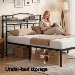 Artiss Double Bed Frame With Charging Station – Sumo Deals Artiss Bed Frame Double Size With Charging Station Wave Product Image