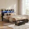 Artiss Bed Frame Double with Charging Station Storage Organizer Drawers LED ZAC product image