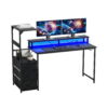 Artiss 145cm L Shaped Gaming Desk Computer Desk with LED Lights & Power Outlets product image
