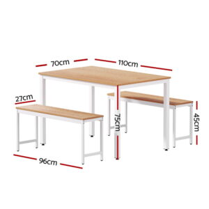Artiss Dining Table And Chairs Set 3Pcs Metal Desk Bench Sets Kitchen Furniture Product Image