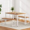 Artiss 3-Piece Dining Set | Table &Amp; Benches – Sumo Deals Artiss Dining Table And Chairs Set 3Pcs Metal Desk Bench Sets Kitchen Furniture Product Image