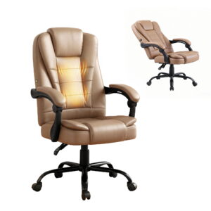 Artiss Massage Office Chair Executive Computer Gaming Chairs Brown PU Leather Espresso product image