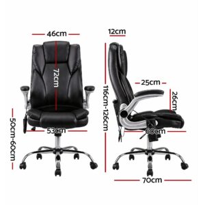 Artiss 8-Point Massage Office Chair | Black Pu Leather – Sumo Deals Artiss 8 Point Massage Office Chair Pu Leather Black Product Image