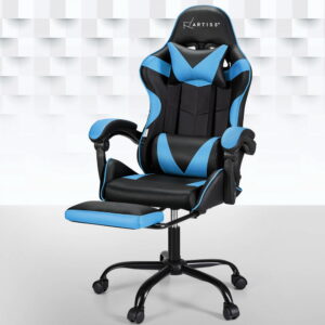 Artiss 2 Point Massage Gaming Office Chair Footrest Cyan Blue product image