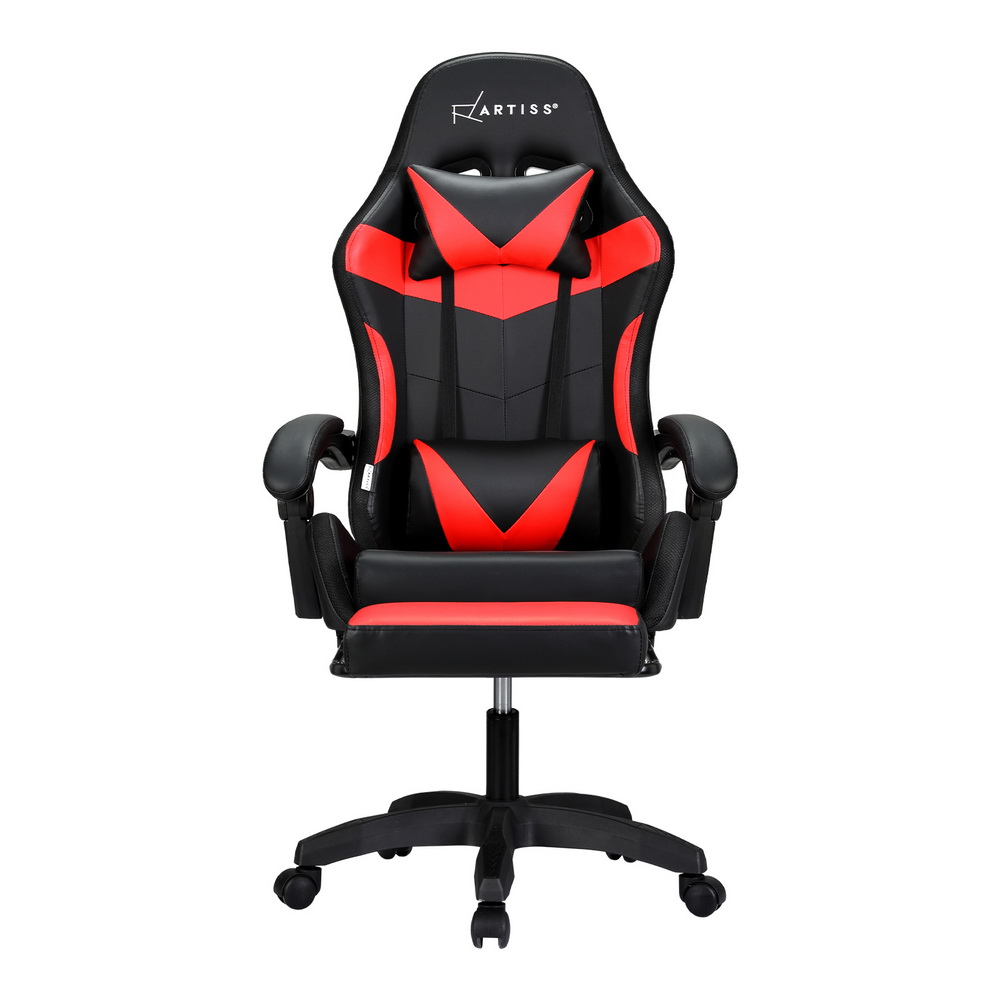 Artiss 6-Point Massage Gaming Chair With Led &Amp; Footrest – Sumo Deals Artiss 6 Point Massage Gaming Office Chair 7 Led Footrest Red Product Image