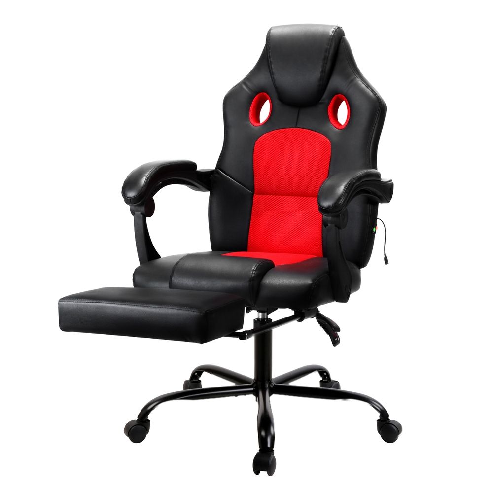 Artiss 2-Point Massage Gaming Chair - Red Pu Leather – Sumo Deals Artiss 2 Point Massage Gaming Office Chair Pu Leather Red Product Image