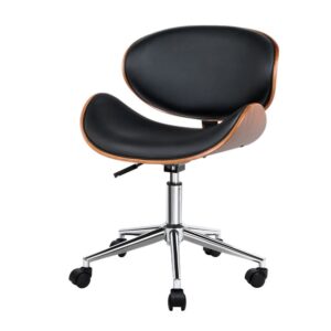 Artiss Wooden Office Chair Leather Seat Black product image