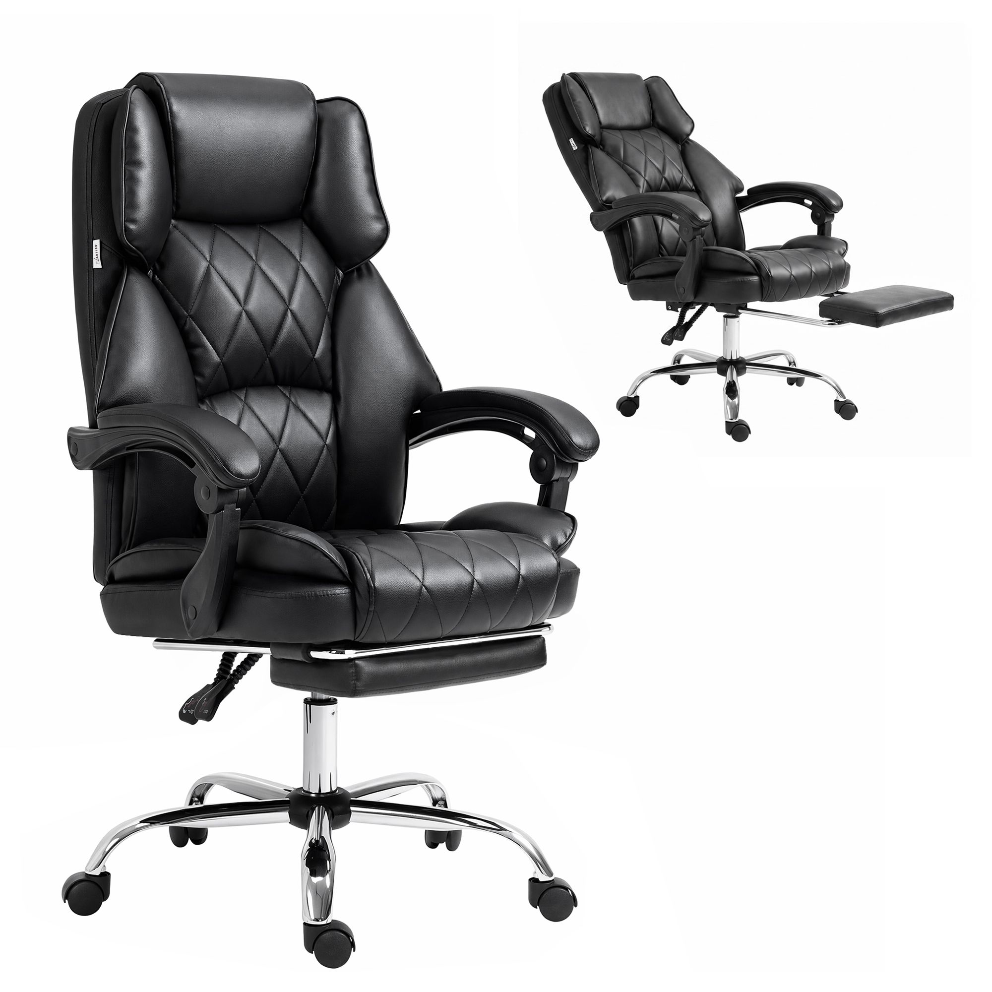 Artiss Executive Office Chair With Footrest, Black – Sumo Deals Artiss Executive Office Chair Leather Footrest Black Product Image