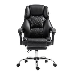 Artiss Executive Office Chair With Footrest, Black – Sumo Deals Artiss Executive Office Chair Leather Footrest Black Product Image