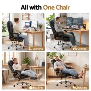 Artiss Executive Office Chair With Footrest, Black – Sumo Deals Artiss Executive Office Chair Leather Footrest Black Product Image