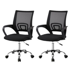 Artiss 2x Mesh Office Chair Mid Back Black product image
