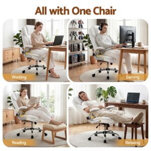 Artiss Executive Office Chair Leather Tilt White Product Image