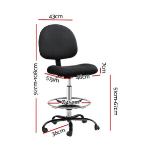 Artiss Drafting Chair Fabric Stool Black – Sumo Deals Artiss Office Chair Drafting Stool Fabric Chairs Black Product Image