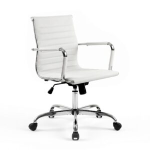 Artiss Office Chair Conference Chairs PU Leather Mid Back White product image