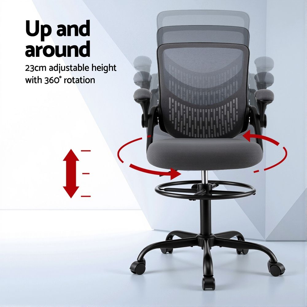 Artiss Mesh Drafting Office Chair - Grey – Sumo Deals Artiss Office Chair Drafting Chairs Stool Computer Desk Studios Mesh Grey Product Image