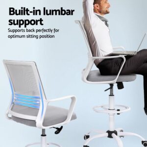 Artiss Office Chair Drafting Chairs Stool Computer Desk Studios Mesh White Product Image