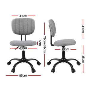 Artiss Armless Office Chair | Grey Fabric Swivel – Sumo Deals Artiss Armless Office Chair With Wheels, Ergonomic 360° Swivel Home Office Desk Chair, Height Adjus Product Image