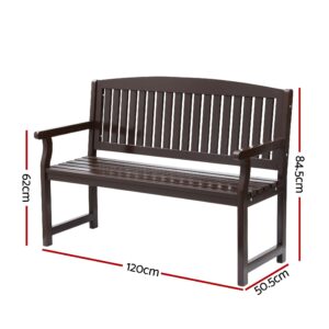 Gardeon Outdoor Garden Bench Wooden 2 Seater Lounge Chair Patio Furniture Brown Product Image