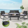 Gardeon 4 PCS Outdoor Sofa Set Rattan Furniture with Storage Cover Chairs Black product image