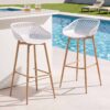 Gardeon 2Pc Outdoor Bar Stools | White – Sumo Deals Gardeon 2Pc Outdoor Bar Stools Plastic Metal Dining Chair Patio Furniture White Product Image