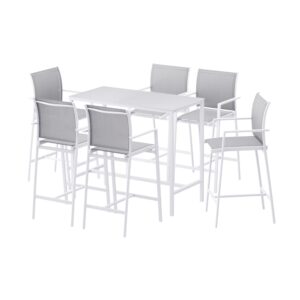 Gardeon 7PCS Outdoor Bar Set Stools Dining Chairs Table Patio Steel Bistro Set White product image