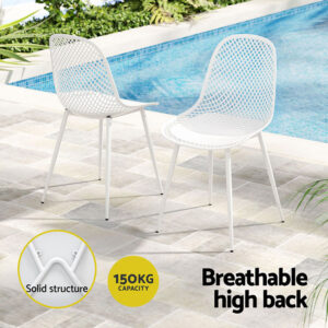 Gardeon 4Pc Outdoor Dining Chairs Pp Lounge Chair Patio Garden Furniture White Product Image