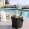 Gardeon 2-in-1 Outdoor Bar Table Portable Wine Cooler 15L Ice Bucket Tong Black product image