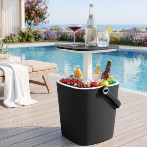 Gardeon 2-in-1 Outdoor Bar Table Portable Wine Cooler 15L Ice Bucket Tong Black product image