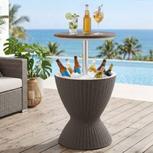 Gardeon Outdoor Bar Table Portable Ice Bucket Cooler 30L Adjustable Top Brown product image